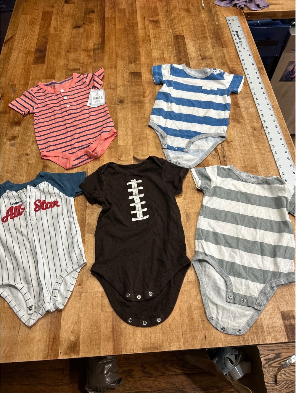 Set of 5 Baby Boys' Short Sleeve Bodysuits Size 18 Months